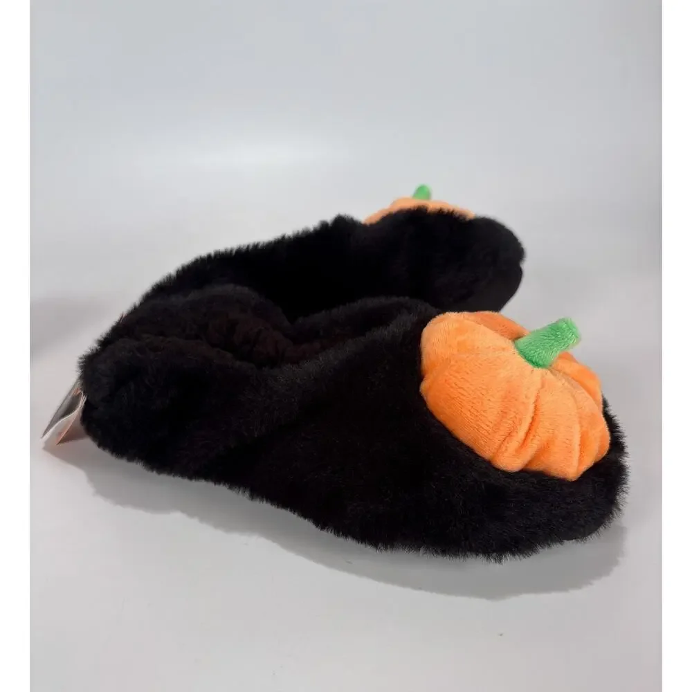 NWT Halloween Pumpkin Slippers Gripers Womens S/M 5/7 Socks Child 5 6 7